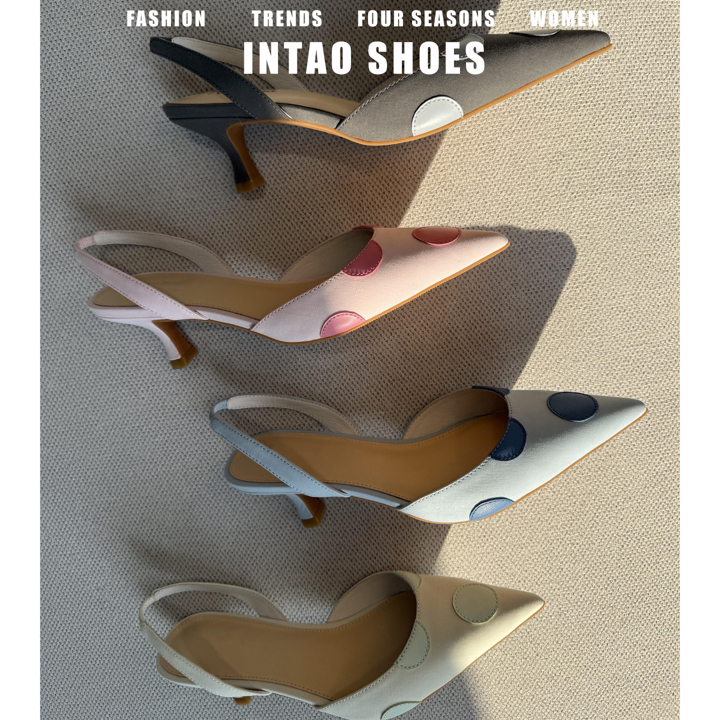 法式小众波点包头凉鞋女外穿时尚2026新款尖头气质后空高跟鞋粗跟,女鞋,时装凉鞋,淘宝优惠券,粉丝福利购,淘宝优惠卷