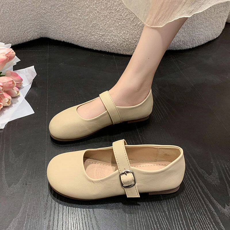 法式温柔粉色小皮鞋浅口软底娃娃鞋女2026新款可爱玛丽珍软皮单鞋