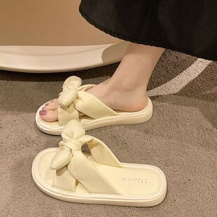 舒适踩屎感海边度假凉鞋女夏外穿2026新款蝴蝶结仙女风沙滩凉拖鞋