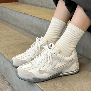 网面透气休闲运动鞋软底阿甘鞋子2026年春夏季新款银色德训鞋女款