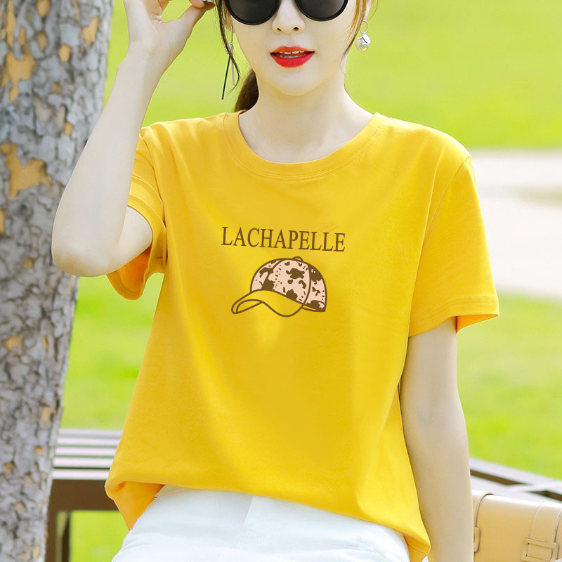 山东即墨纯棉短袖t恤女夏季洋气时髦半袖打底衫宽松减龄百搭上衣