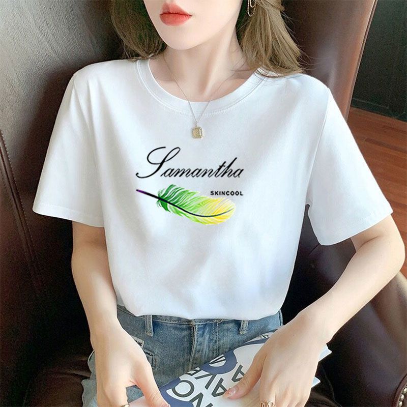 即墨夏季女士t恤短袖女新款潮流上档次宽松薄款减龄白色上衣女