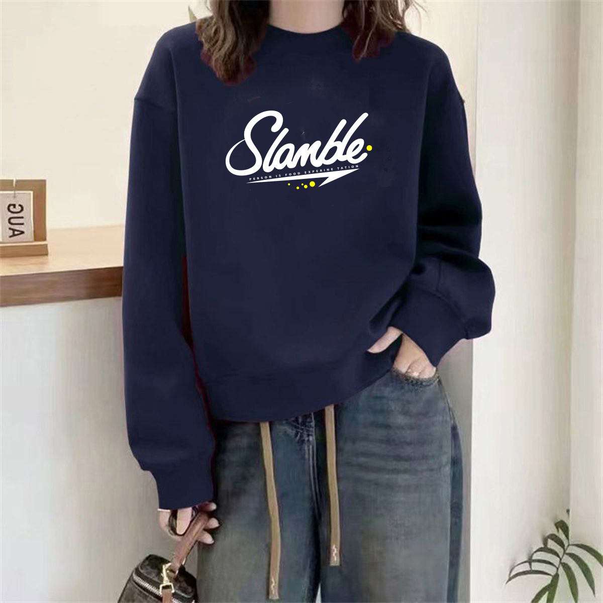 山东即墨100%纯棉卫衣女加绒加厚简约高级感宽松显瘦休闲百搭外套