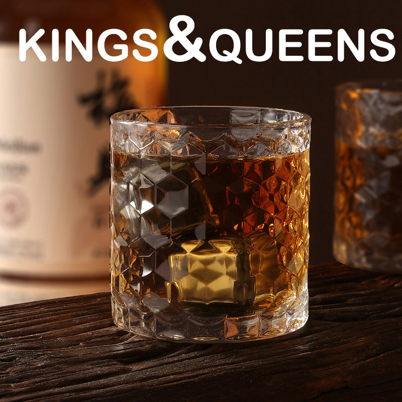 轻奢威士忌酒杯透明浮雕玻璃酒杯