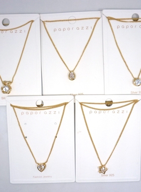 日本项链铜锆石小熊水滴圆心五角