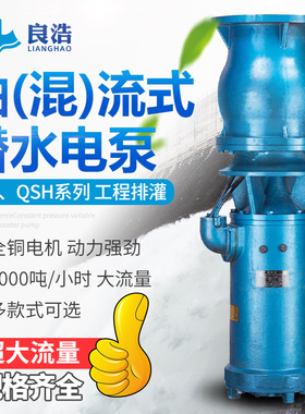QSH混流超大流量潜水泵农田灌浇排涝QSZ轴流抗旱防洪大流量潜水泵