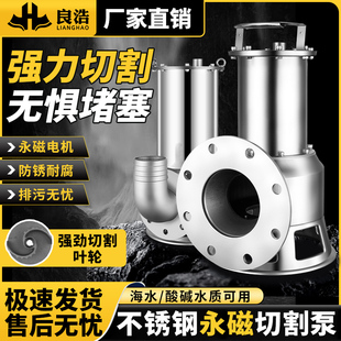 上海人民304不锈钢轻便型永磁高效节能切割泵抽淤泥变频污水泵