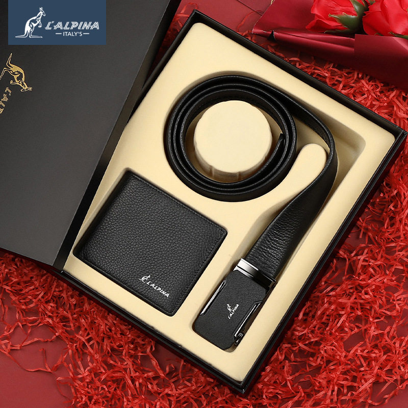 2023新款阿尔皮纳袋鼠男士礼盒套装腰带头层牛皮钱包送礼高档钱包