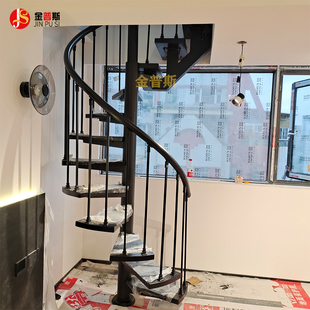 广州整体钢木旋转楼梯室内跃层家用阁楼复式楼loft小公寓厂家定制