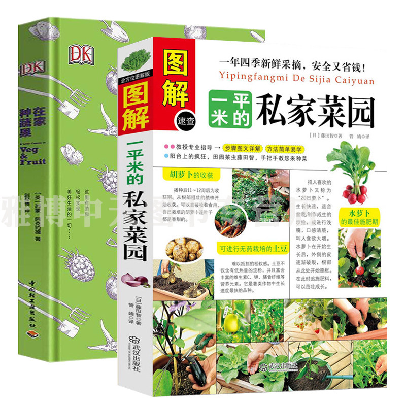 2册 图解一平米私家菜园+DK系列在家种蔬果美好生活课堂  家庭小菜园阳台种菜蔬菜种植家庭菜园养花种菜栽培实用手册书籍