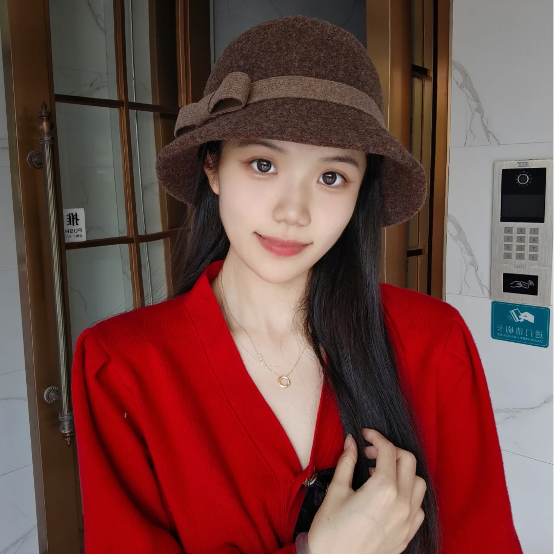 可折叠法式千金风优雅羊毛盆帽