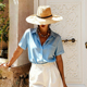 欧美春夏时尚 简约大檐细麦秆草巴拿马礼帽旅游拍照防晒平顶草帽