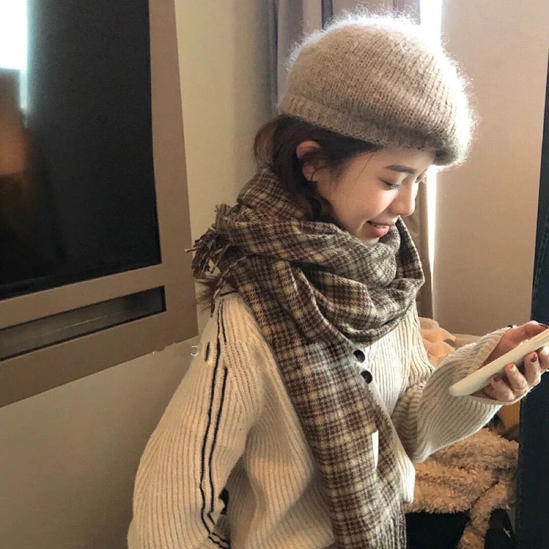 马海毛贝雷帽日韩女秋冬季