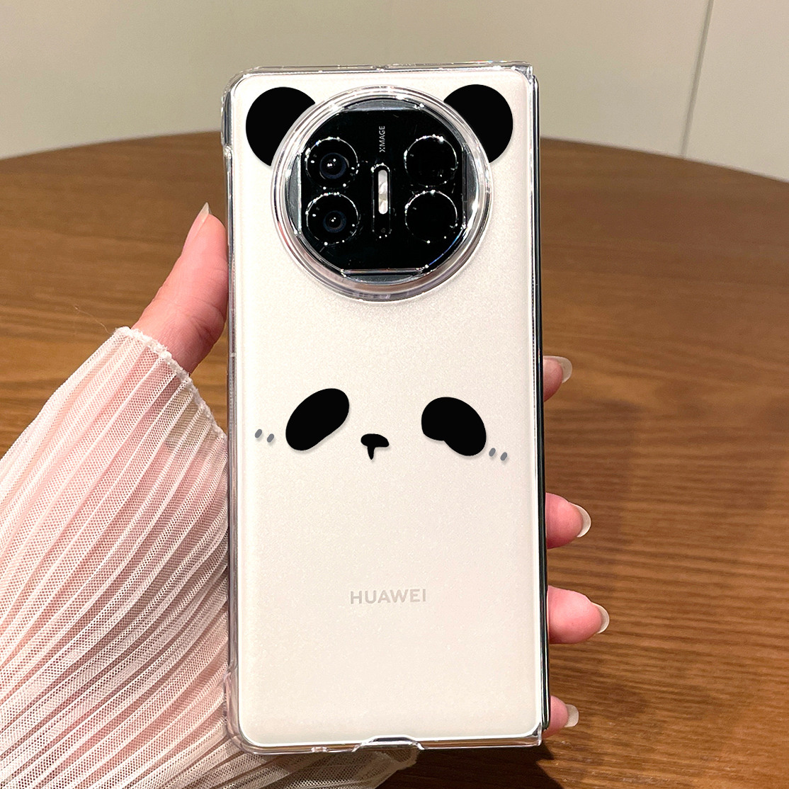 原装正品适用华为matex6折叠屏手机壳羞涩熊猫x3新款透明卡通外壳女款matex5典藏版高级感全包超薄防摔斜挎保
