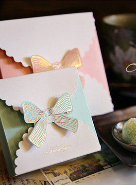 西式白卡纸蝴蝶结中性礼物烫金彩盒糖果礼物饰品折叠纸盒XT88