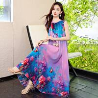 2026 New vacation-style sleeveless dress for women, summer cotton and silk long dress, beach dress, high-end and ethereal dress thumbnail 4