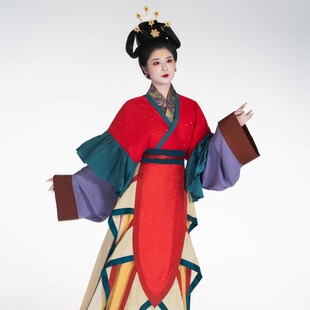 襦一坊｜湘君 素罗荷叶边半袖蜀锦中衣交织罗蔽膝复原北魏汉服女