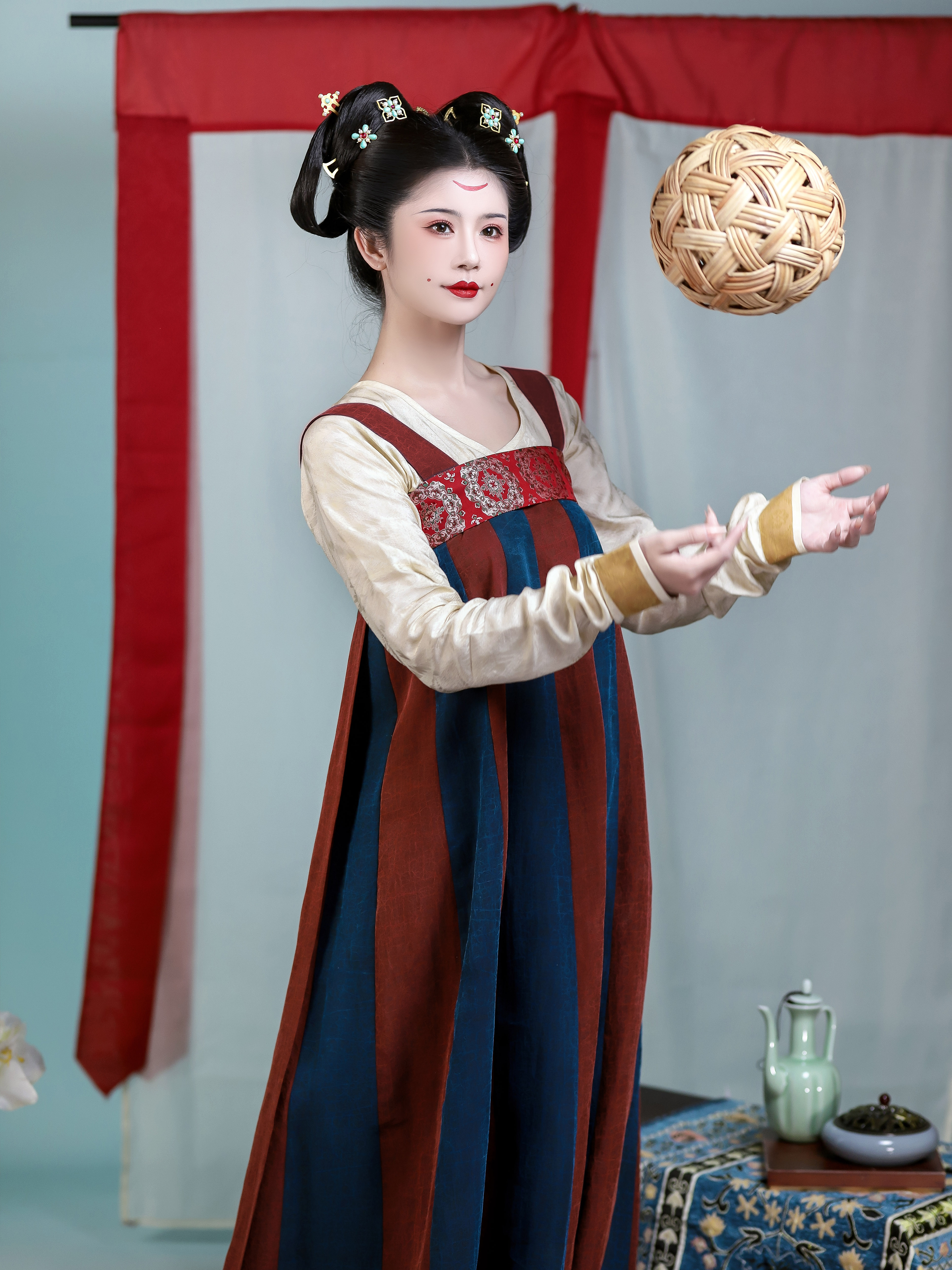 襦一坊汉服香云纱初唐间色背带裙