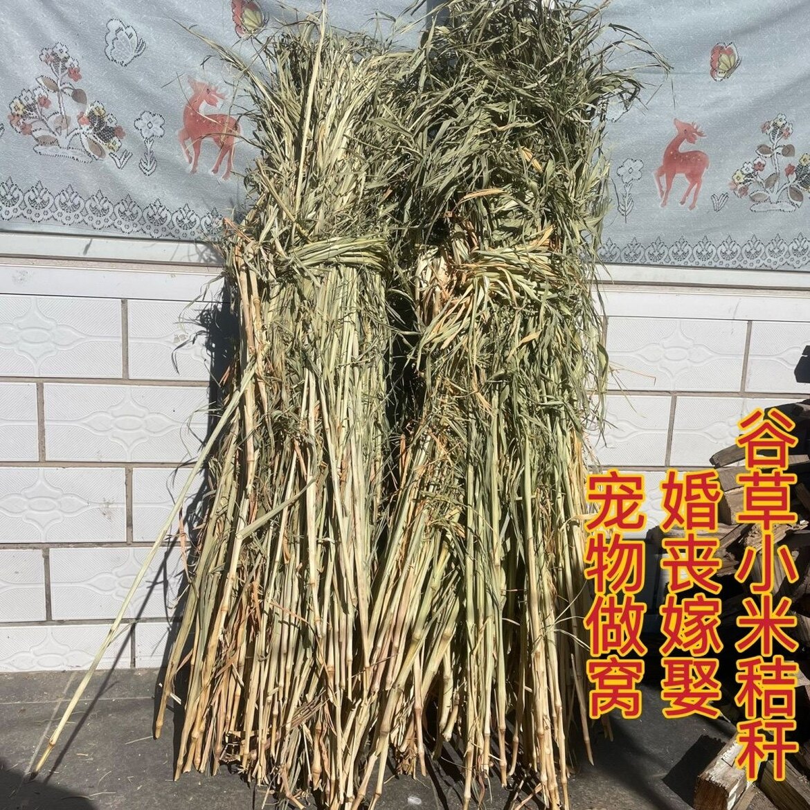 谷子干草谷穗干草叶整根结婚谷草小米草祭祀宠物鸟类垫窝折断发货