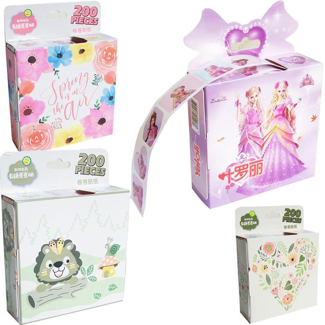 叶罗丽贴纸卷卷黏纸儿童奖励粘贴花朵动物男贴画装小朋友卡通装饰