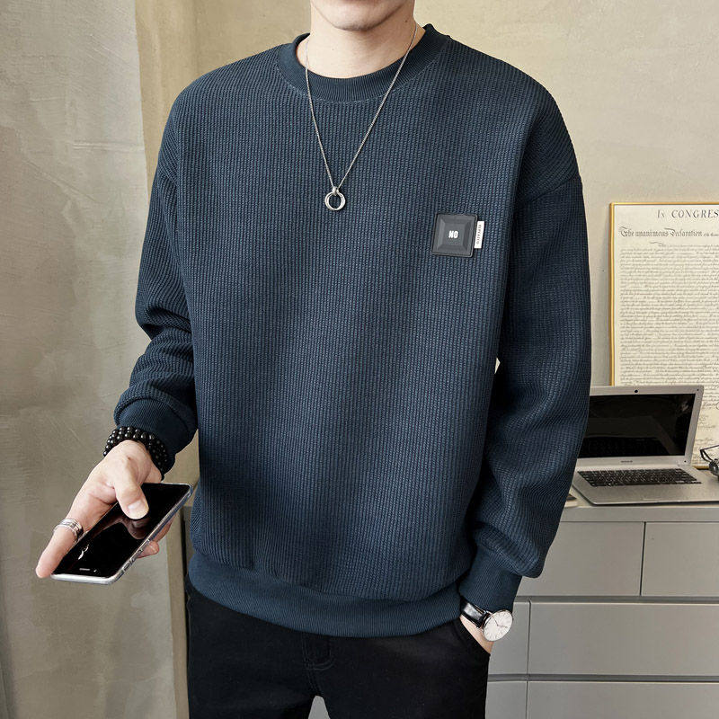 통관 중산 스웨트 셔츠 남성 봄 가을 라운드 넥 긴팔 내부 레이어드 셔츠 루즈 트렌디 탑 가을 옷