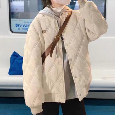 棉衣2025年新款冬季羽绒棉服女短款棒球服菱格爆款学生夹棉袄外套