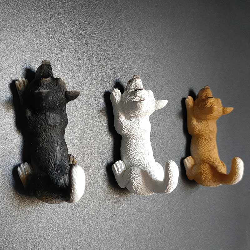 可爱柴犬冰箱贴带挂钩个性创意动物小狗3d立体磁贴门柜装饰工艺品