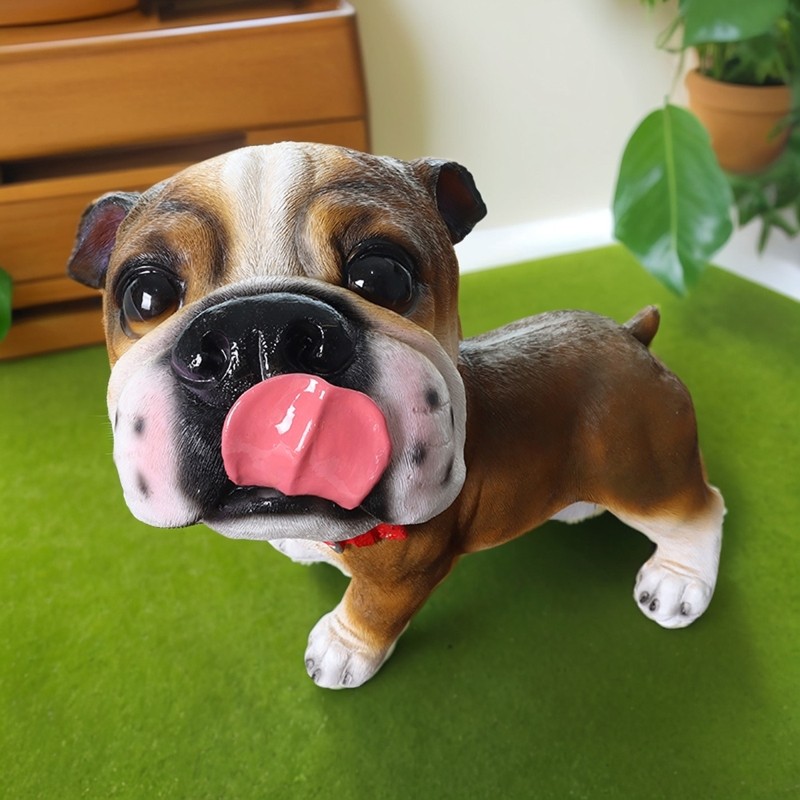 可爱英国斗牛犬摆件仿真小狗狗旺财工艺品客厅电视机柜玄关装饰品