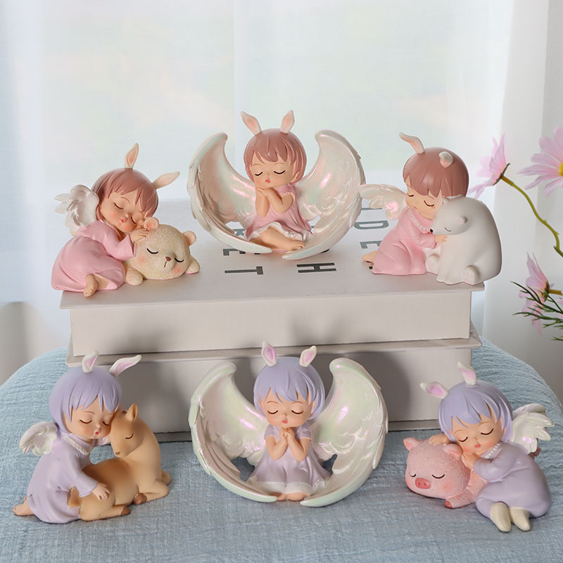 小熊安妮天使睡觉可爱风小摆件