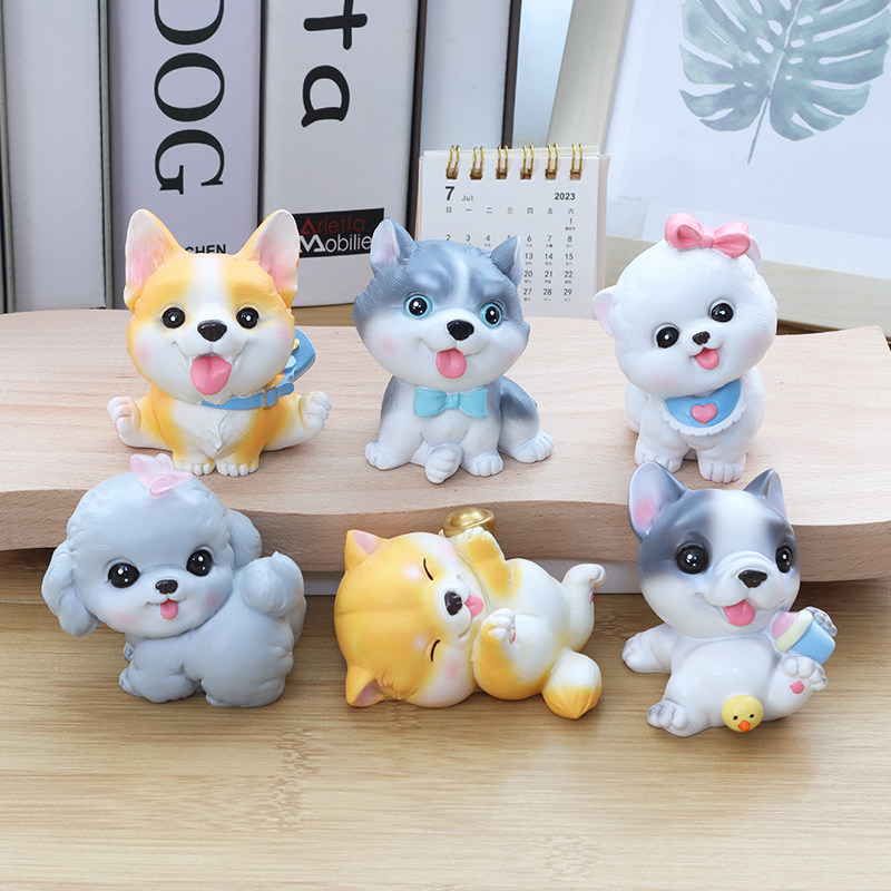 可爱小狗萌宠摆件卧室办公桌面治愈装饰品柴犬柯基博美小玩偶礼物