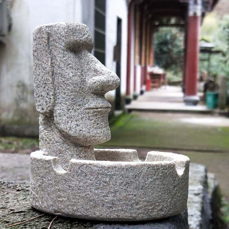 复活节岛巨人像烟灰缸创意个性石像雕塑工艺品家用客厅桌面装饰品