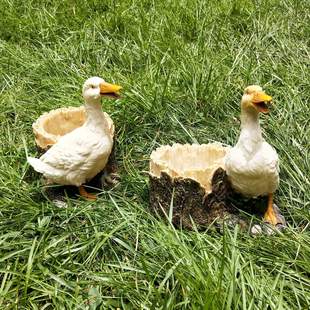 大号鸭子家鸭花盆仿真小动物造型摆件树脂装饰品园艺多肉植物花器