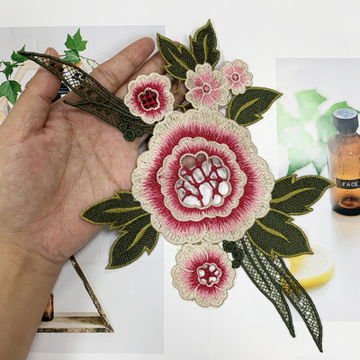 彩色花朵刺绣布贴旗袍装饰修补贴