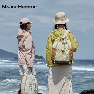 Mrace原创轻便束口抽绳双肩包户外运动登山背包旅行休闲书包