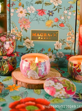 法国MAGRACE繁花香薰罐礼盒装4件套家用卧室花香氛蜡烛氛围感礼套