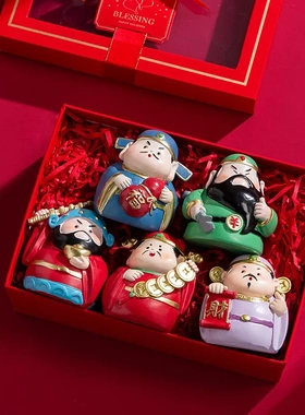 情绪稳定小摆件五路财神爷福气车载装饰品办公室工位桌面创意礼物