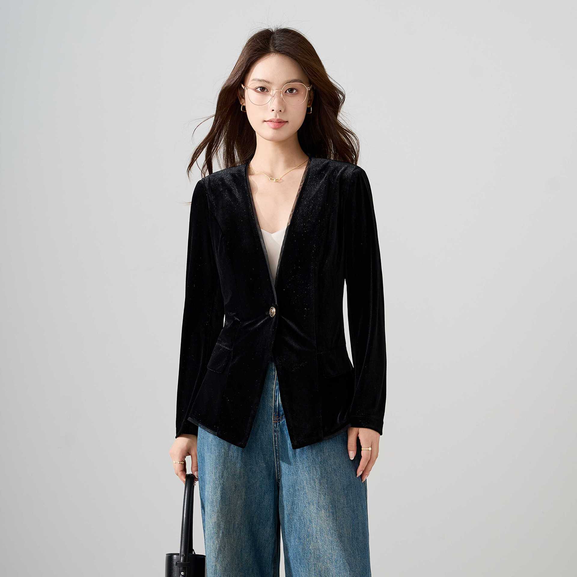 高级感绒西服套装女2025秋冬季洋气百搭设计感小个子职业西装