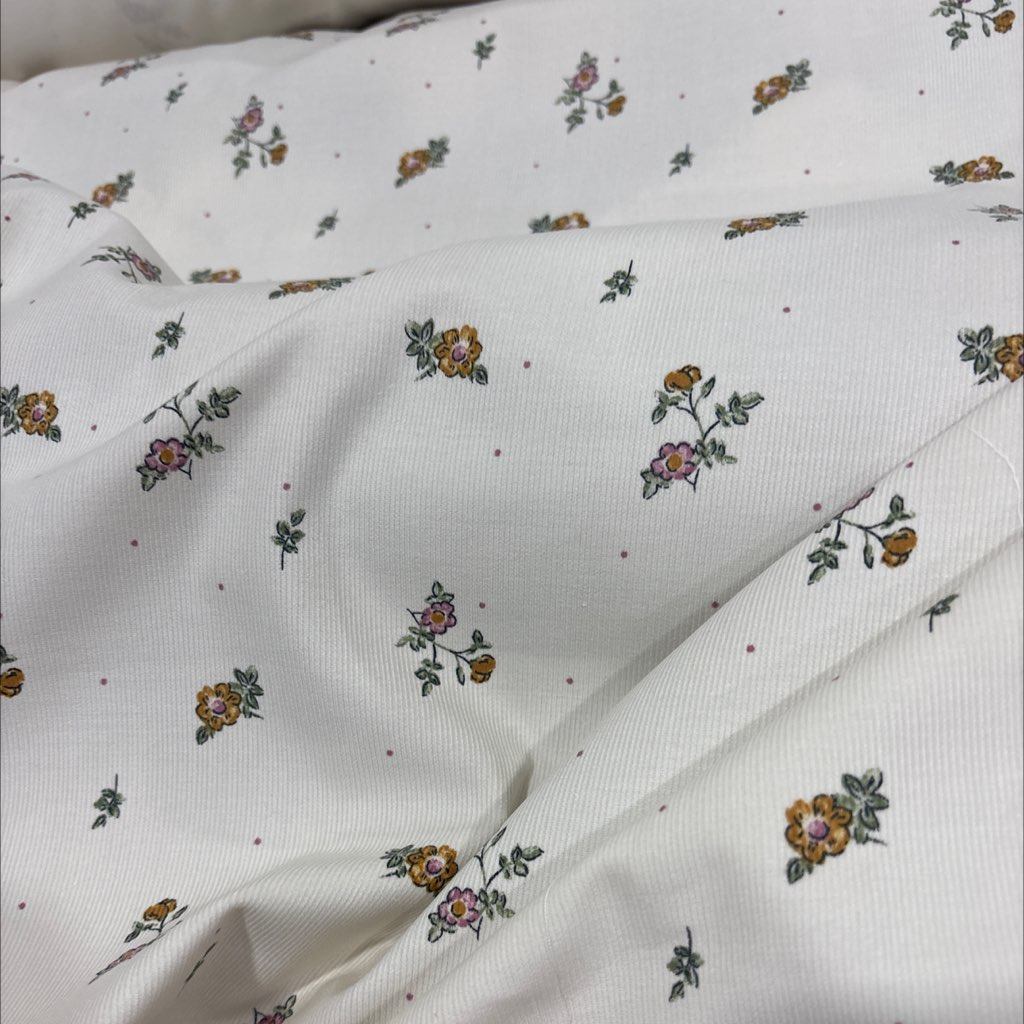 高密纯棉咖色灯芯绒小碎花3米做衬衫裙子