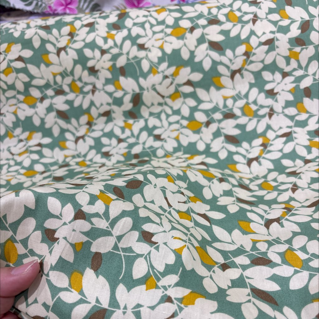 新款！高密府绸绿色复古花花3米做衬衫裙子家居发圈