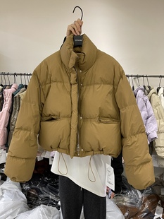 韩版 加厚羽绒服女冬装 立领小个子面包服外套 90白鸭绒短款 Limoen