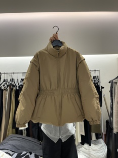 韩系小众设计感独特收腰羽绒服女冬装 可拆卸两穿90白鸭绒外套 时尚