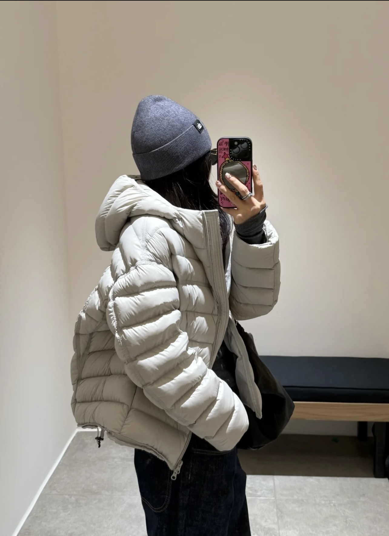 T.BECH韩代时髦连帽95白鸭绒排骨羽绒服女简约宽松洋气保暖外套冬