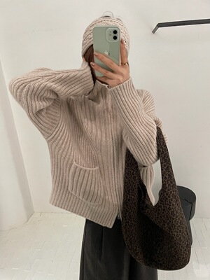 韩代时髦100羊毛拉链毛衣外套女2025冬竖条纹宽松慵懒立领针织衫