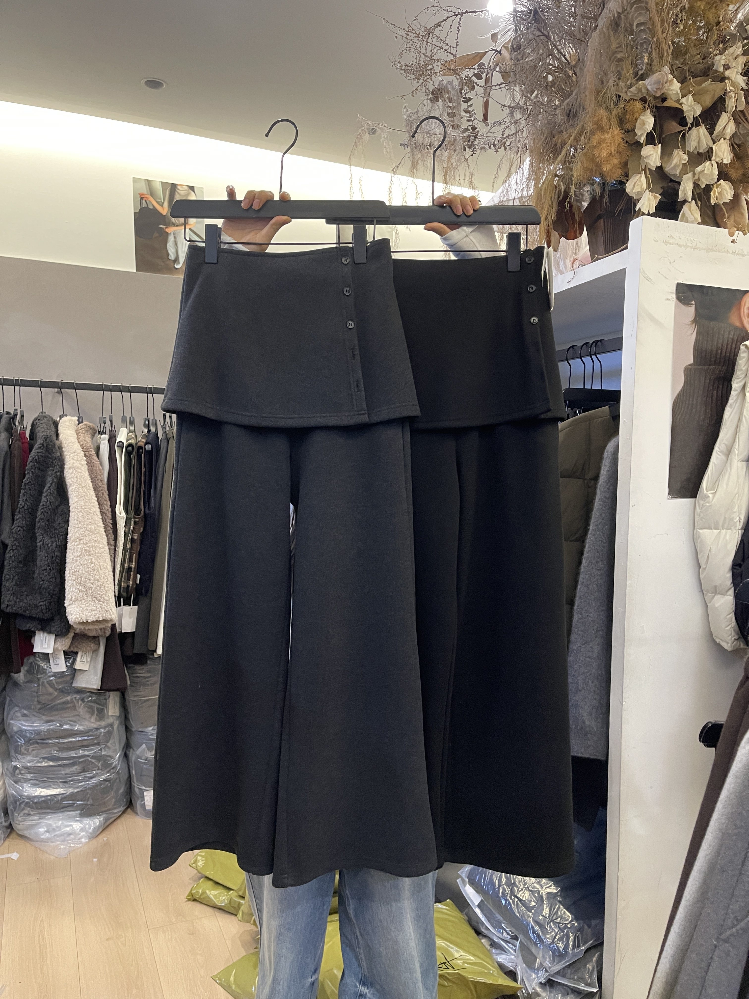 韩系可拆卸假两件屁帘直筒裤女2025冬季新款设计感遮胯磨毛阔腿裤,女装/女士精品,休闲裤,淘宝优惠券,粉丝福利购,淘宝优惠卷