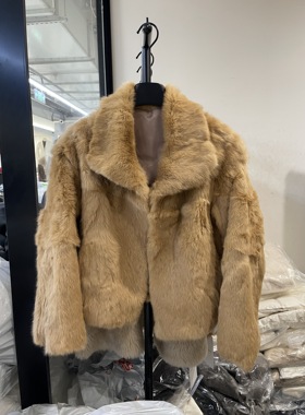 韩系ins翻领仿獭兔毛皮草外套女2025冬装宽松保暖毛毛大衣外套女