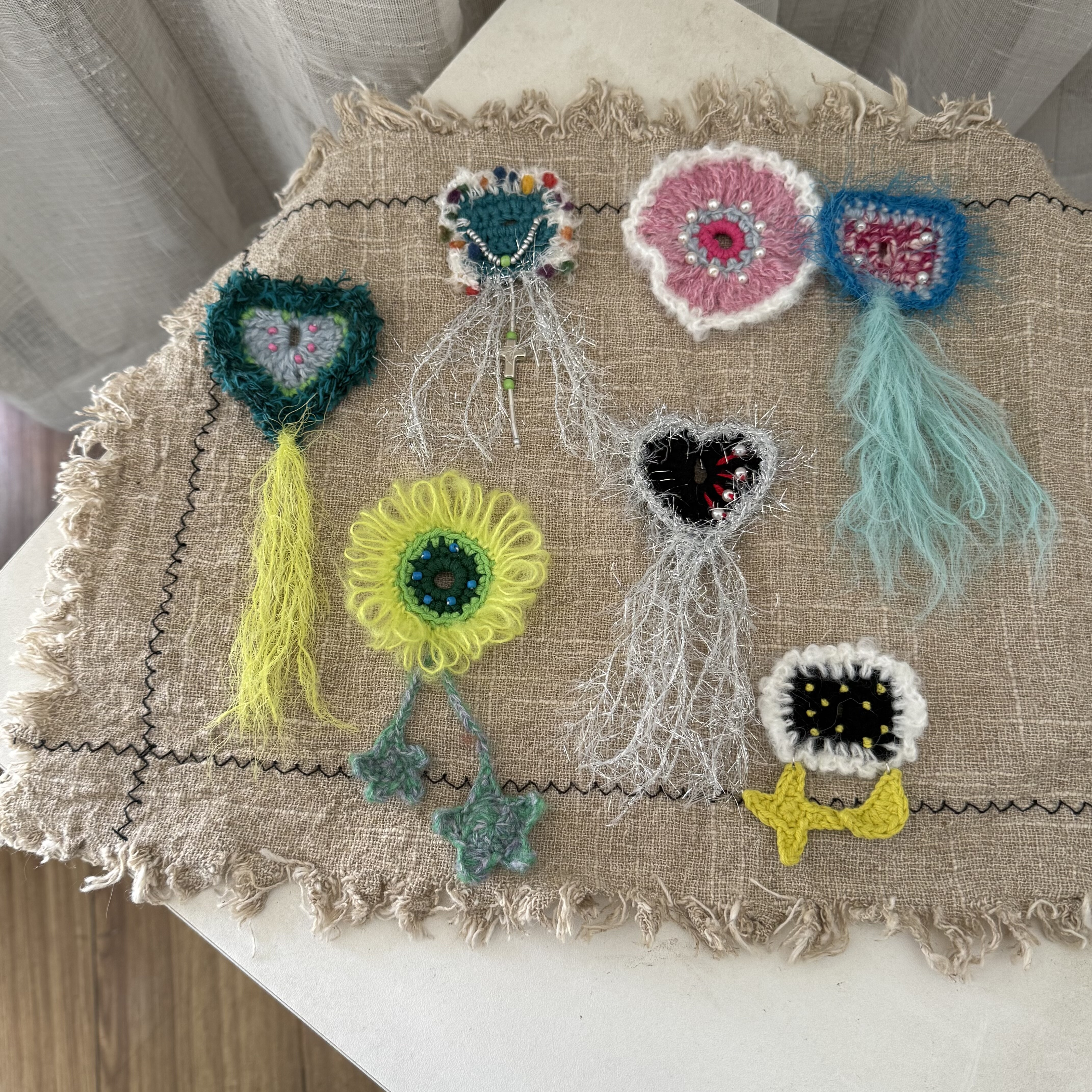 纯手工毛线编织创意衬衣可爱纽扣套趣味装饰百搭复古个性小众饰品