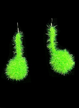 纯手工编织荧光绿色可爱圆球球ins鬼马少女小众耳饰潮流百搭耳环