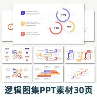 高级感简约彩色微立体风格逻辑图集PPT模板周报月报工作汇报034