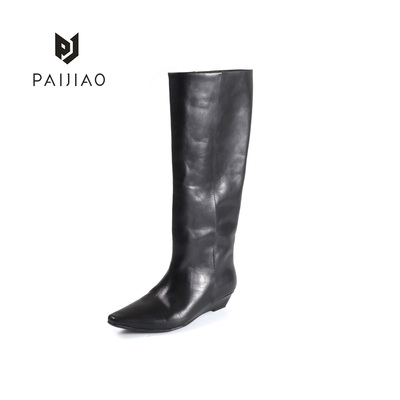 尖头长筒靴女靴阔腿裤的伴侣靴2025冬款新品显瘦长筒靴XC1114-1