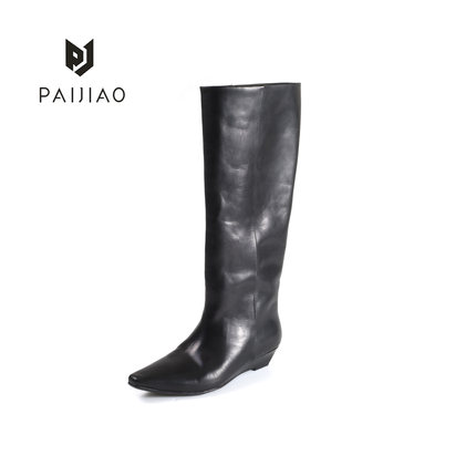 尖头长筒靴女靴阔腿裤的伴侣靴2025冬款新品显瘦长筒靴XC1114-1